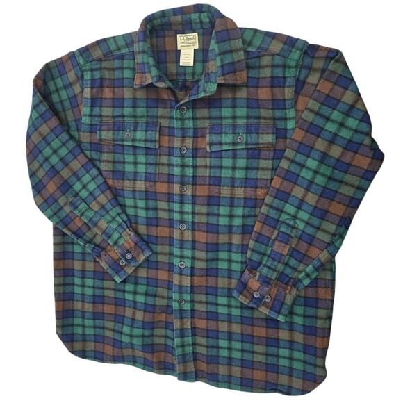 LL Bean Chamois Flannel Shirt Men's Large Button Up Traditional Fit Long Sleeve - Picture 1 of 7
